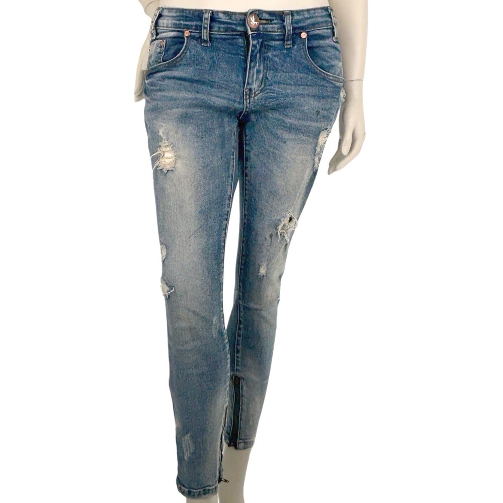 One Teaspoon‎ Free Bird Skinny Jeans Low Rise Distressed Blue Indie Sleaze 27